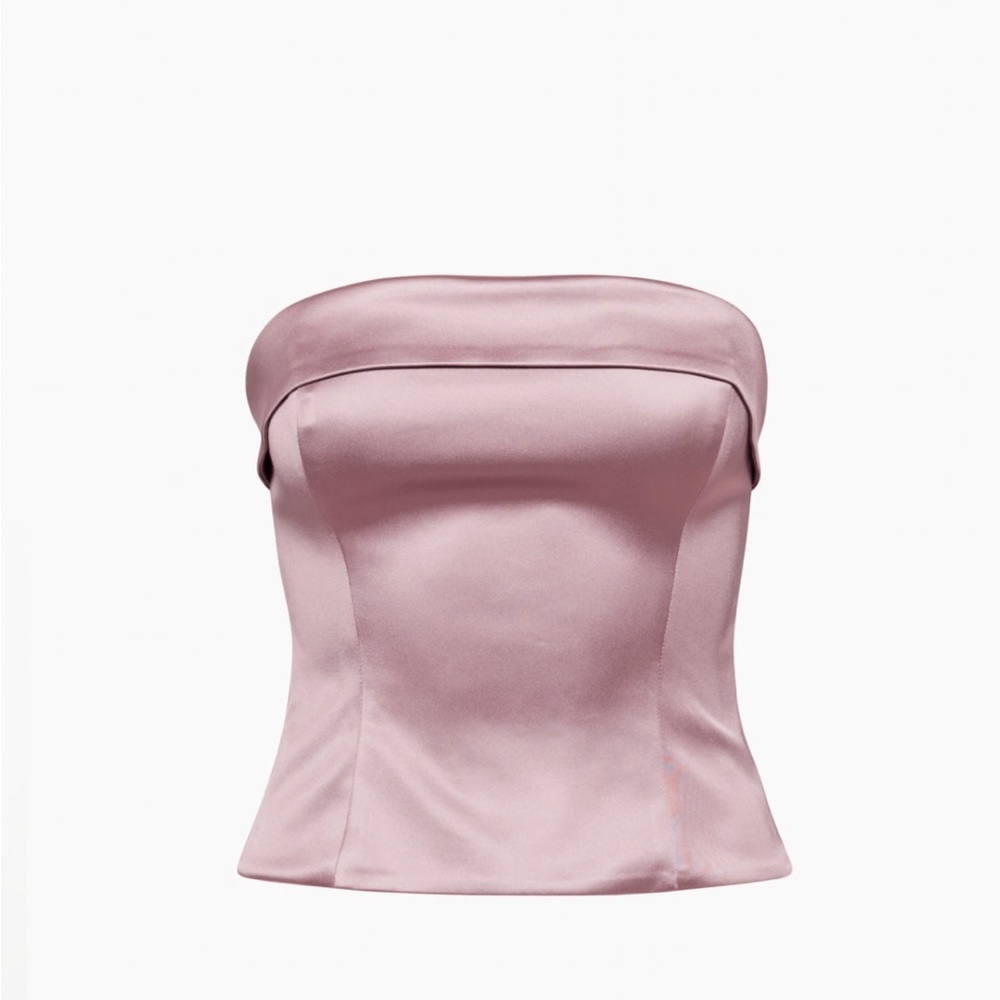 Babaton Shimmer Elegant Pink Strapless Top